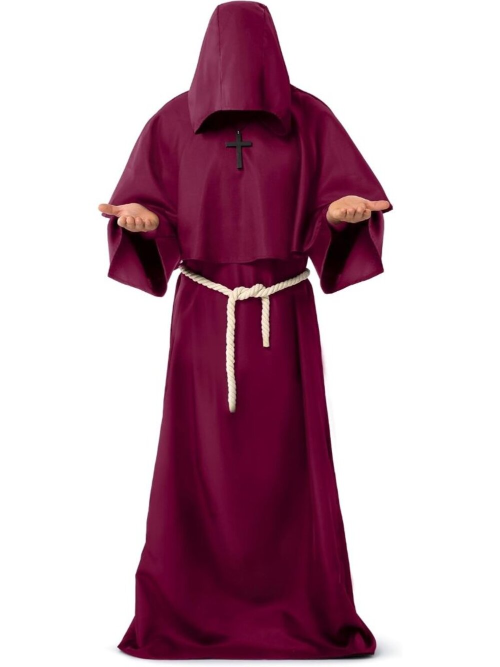 Spooktacular Medieval Monk Cloak Renaissance Priest Robe Halloween Costume US M